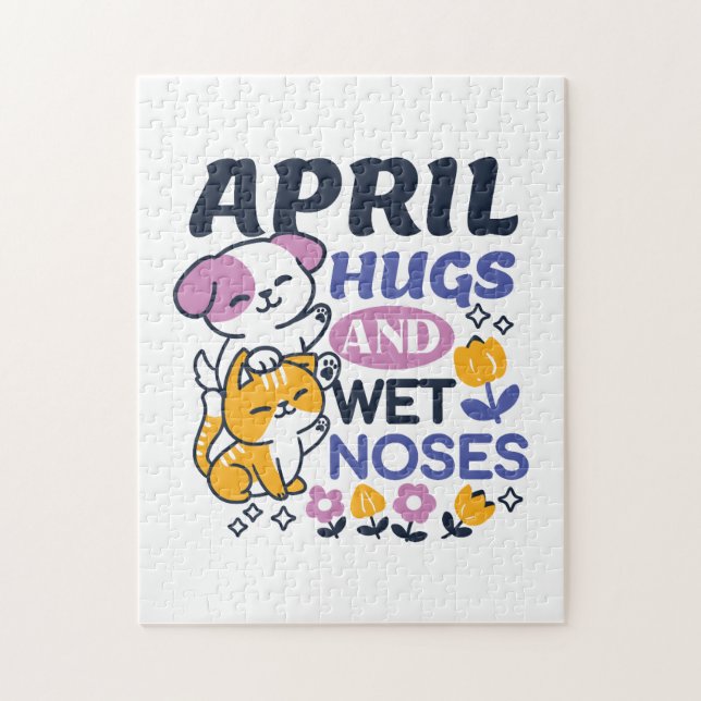 April Hugs und Nassnasen - Niedliche Hunde und Kat Puzzle (Vertikal)
