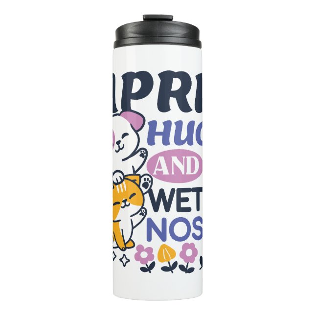 April Hugs und Nassnasen - Niedliche Hunde und Kat Thermosbecher (Vorderseite)
