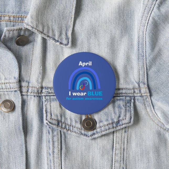 April ich für Autismus Bewusstsein Monat blau trag Button (Beispiel)