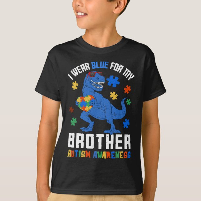 April ich tragen Blue für Bruder Dinosaurier Autis T-Shirt (Vorderseite)