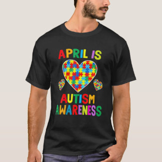 April Is Autism Awareness Month Support Puzzle Pie T-Shirt
