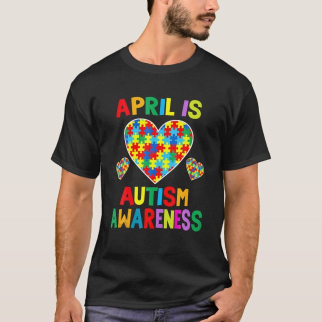 April Is Autism Awareness Month Support Puzzle Pie T-Shirt (Vorderseite)