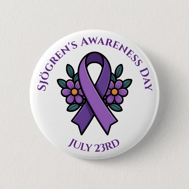 April is Sjögren's Awareness Day | Purple Ribbon Button (Vorderseite)