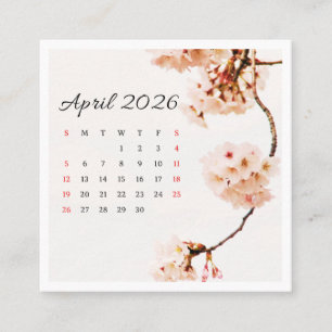 April-Kalender 2026 Quadratische Visitenkarte