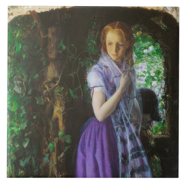 April-Liebe (von Arthur Hughes) Fliese (Vorderseite)