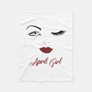 April Mädchen Augen Niedliche Rote Lippen Wink Ge Fleecedecke