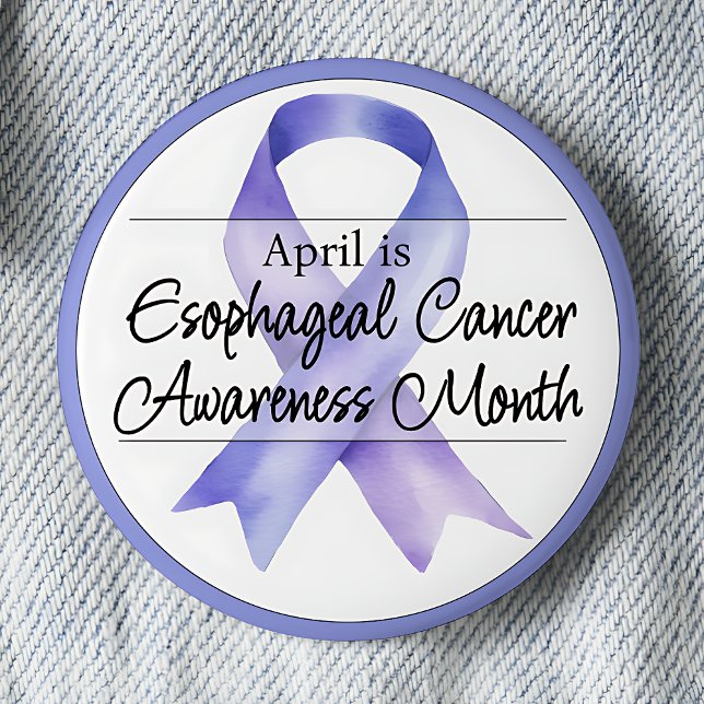 April Monat der Sensibilisierung für Ösophaguskreb Button (April is Esophageal Cancer Awareness Month pinback button.  Periwinkle awareness ribbon.)