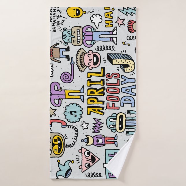 April Narren: farbiges Doodle-Set. Badehandtuch (Badehandtuch)