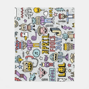 April Narren: farbiges Doodle-Set. Fleecedecke
