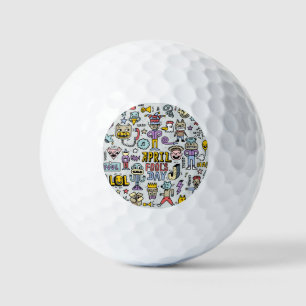 April Narren: farbiges Doodle-Set. Golfball