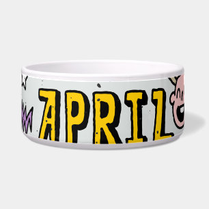 April Narren: farbiges Doodle-Set. Napf