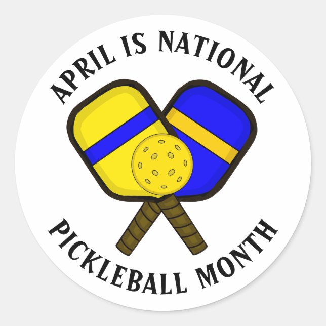 April: National Pickleball Montag Runder Aufkleber (Vorderseite)
