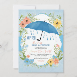 April-Schauer bringen Maiblumen Blaue Regenschirme Einladung
