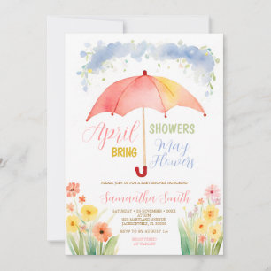 April-Schauer bringen Maiblumen roter Regenschirm  Einladung