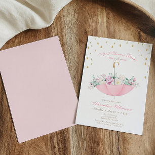 April-Schauer bringen Maiblumen Schirm Baby Einladung