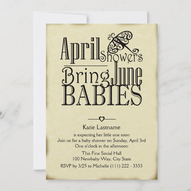 April-Schauer Junibaby Einladung (Vorderseite)