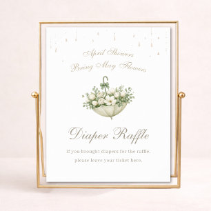 April-Schauer Mai-Blumen Windel-Raffel Shower Poster