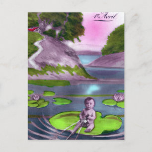 April-Scherz-Vintage-Postkarte aus Frankreich Postkarte