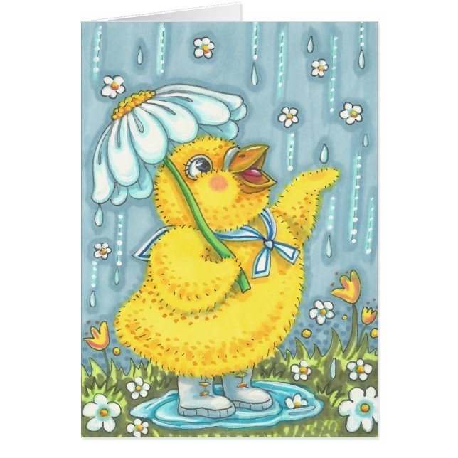 APRIL SHOWERS SPRING CHICK NOTE CARD Blank (Vorne)