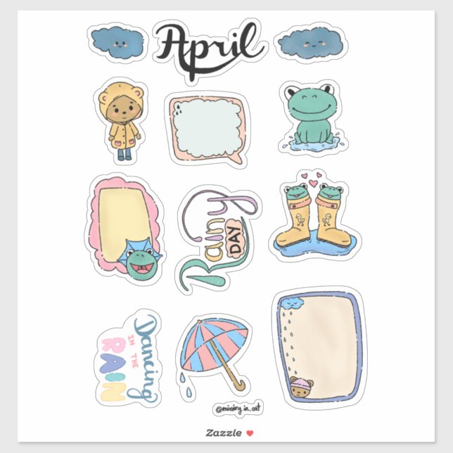 April-Stickerblatt – Regentage Aufkleber (Blatt)