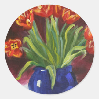 "April Tulips" Runder Aufkleber