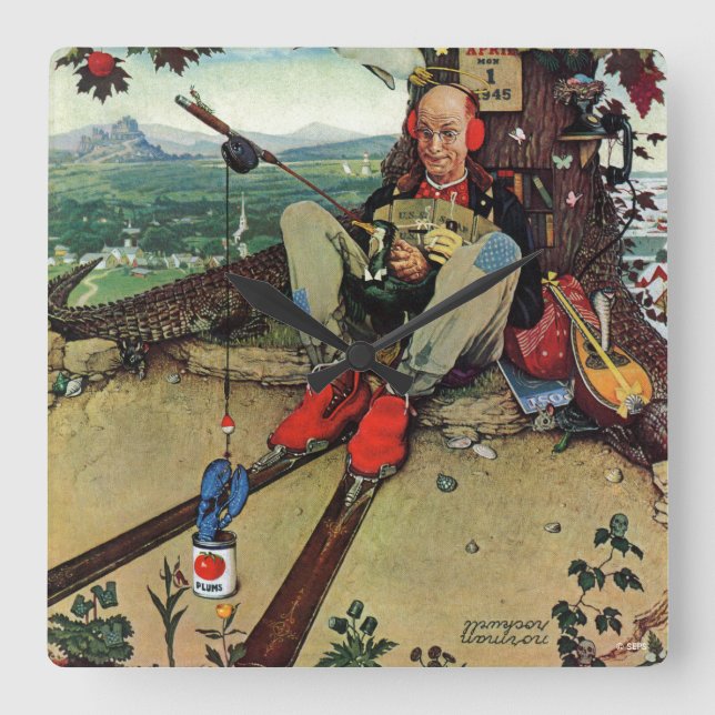 Aprilscherz, 1945 quadratische wanduhr (Vorderseite)