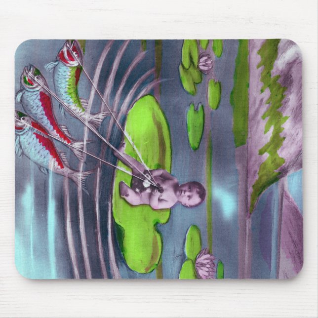 Aprilscherz Vintage französische Postkarte Mousepad (Vorne)