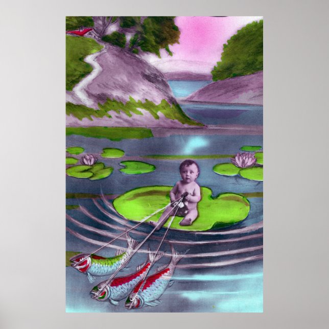 Aprilscherz Vintage französische Postkarte Poster (Vorne)