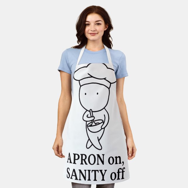 “Apron On Sanity Off” Funny Minimalist Chef Carto Schürze (Getragen)