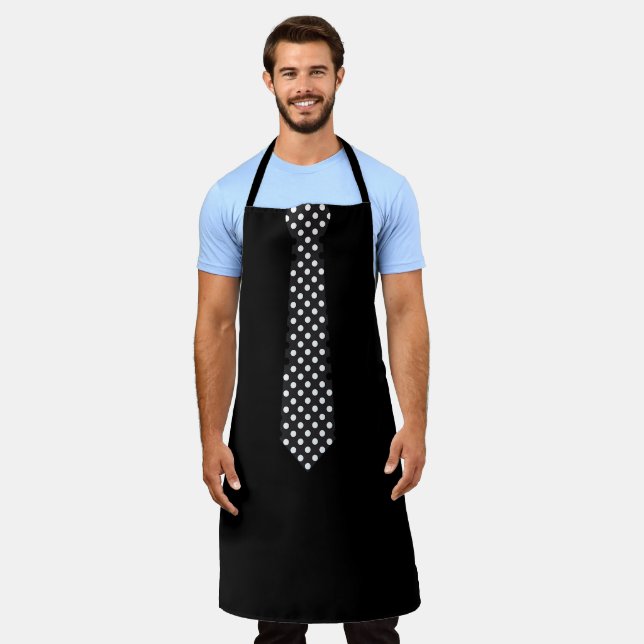 Apron With Polka Dot Tie Black Barbecue  Apron Schürze (Getragen)