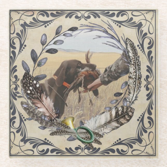 APS, Partner eines Jägers vor Ort Glasuntersetzer (Vorderseite)