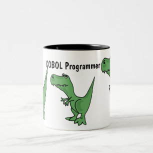 AQ-, COBOL-Programmierer-Dinosaurier-Tasse Zweifarbige Tasse