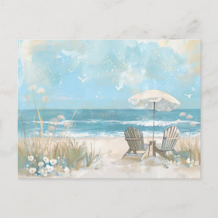 Aqaurell Illustration Strand Landschaft pastell  Postkarte
