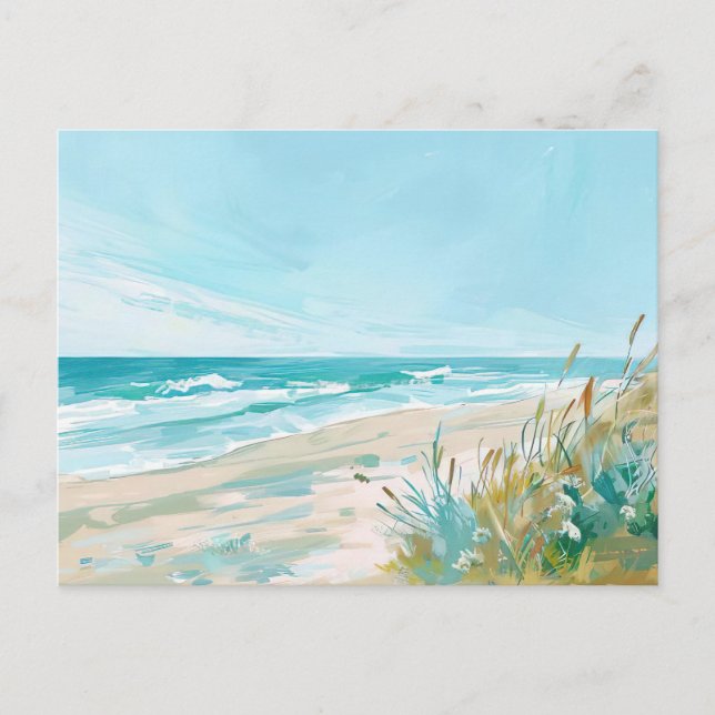 Aqaurell Illustration Strand Landschaft pastell  Postkarte (Vorderseite)