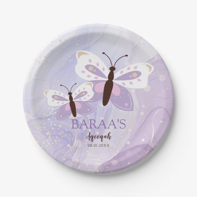 Aqeeqah Islamic Baby Girl Paper Plate Pappteller (Vorderseite)