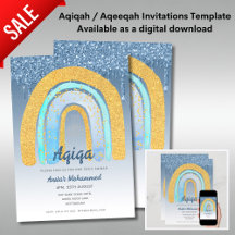 Aqiqa-Einladungsvorlagen Digitaler Regenbogenjunge