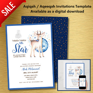 Aqiqah Aqeeqah Einladungen Vorlage Twinkle Star