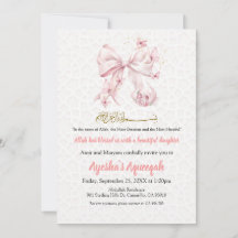 Aqiqah Pink Bow Girl Einladung