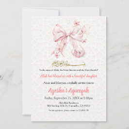 Aqiqah Pink Bow Girl Einladung