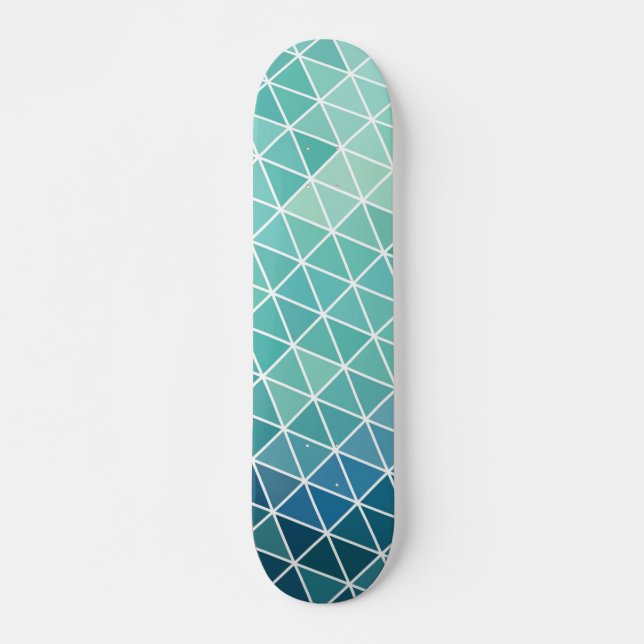 Aqua-abstrakte Dreiecke Skateboard (Vorne)