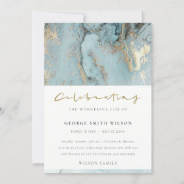 AQUA AGATE CELEBRATING MEMORIVICE INVITE DANKESKARTE