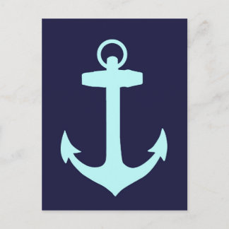 Aqua Anchor auf Navy Blue Background. Postkarte