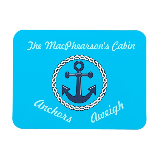 Aqua Anchors Aweigh Aqua Stateroom Door Marker Magnet (Horizontal)