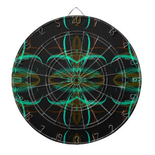 Aqua and Black Fraktal Dart Board Dartscheibe