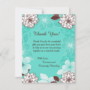 Aqua and Brown Blume 4x5 Wohnung Dankeschön Karte