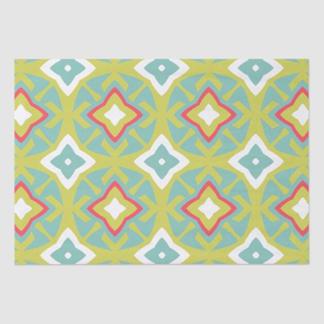 Aqua and Chartreuse Tiki Tissue Paper Seidenpapier (Vorderseite)