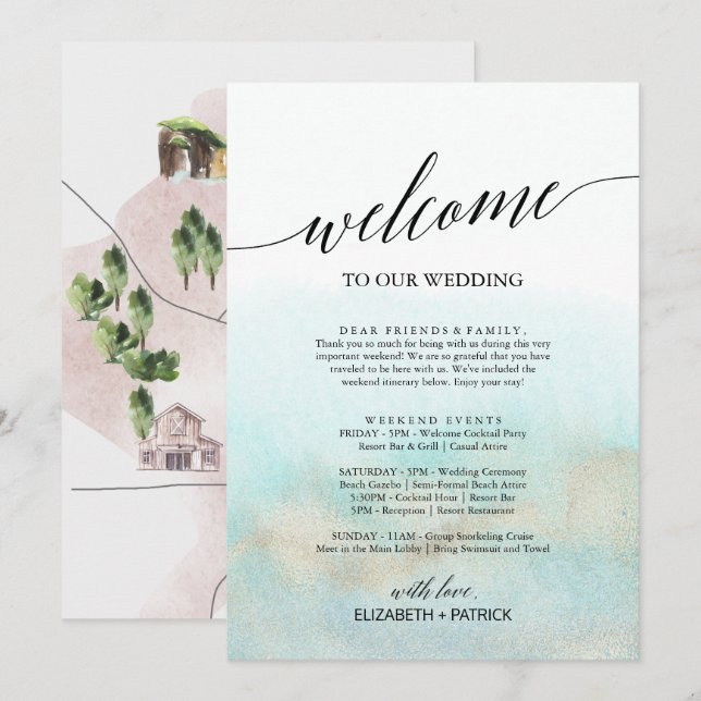 Aqua and Gold Beach Begrüßungsbrief Itineror & Kar (Vorne/Hinten)