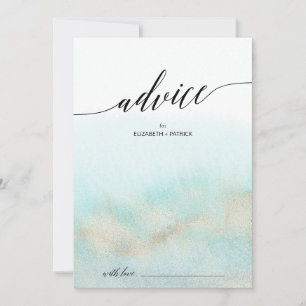 Aqua and Gold Watercolor Beach Hochzeit Hinweiskarte
