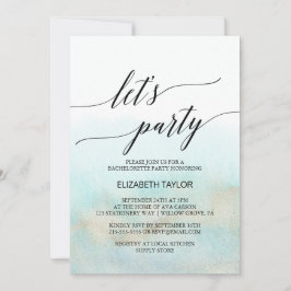 Aqua and Gold Watercolor Beach Party Einladung
