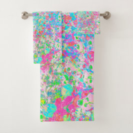 Aqua and Hot Pink Sunrise in My Rubio Garden Badhandtuch Set